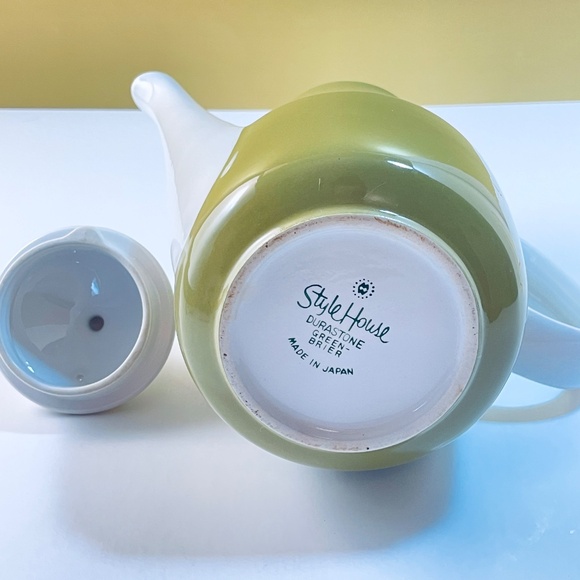 VINTAGE MCM Style House Durastone GREEN BRIER Coffee Pot | Mod 1960s 9.5" - Picture 7 of 14